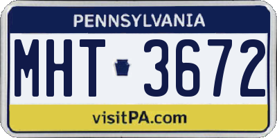 PA license plate MHT3672