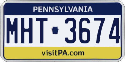 PA license plate MHT3674