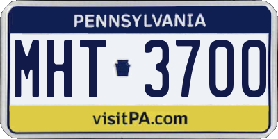 PA license plate MHT3700
