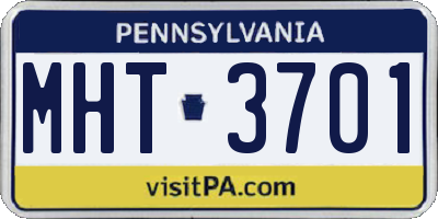 PA license plate MHT3701