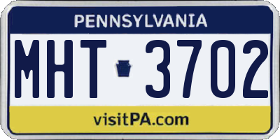 PA license plate MHT3702