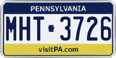 PA license plate MHT3726