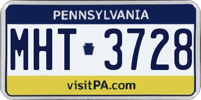 PA license plate MHT3728