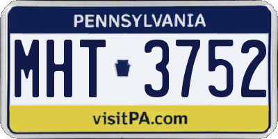 PA license plate MHT3752