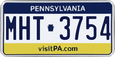 PA license plate MHT3754