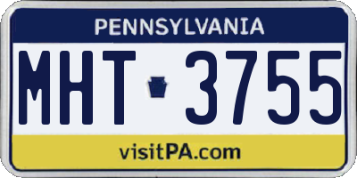 PA license plate MHT3755