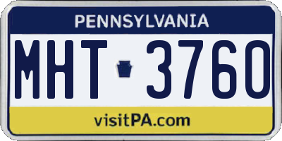 PA license plate MHT3760