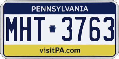 PA license plate MHT3763