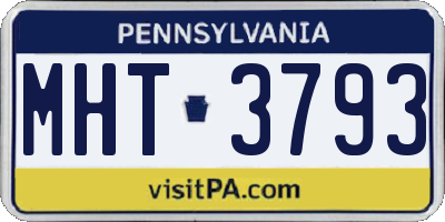 PA license plate MHT3793