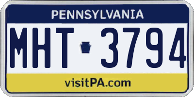 PA license plate MHT3794