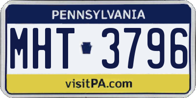 PA license plate MHT3796