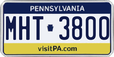 PA license plate MHT3800