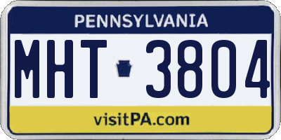 PA license plate MHT3804