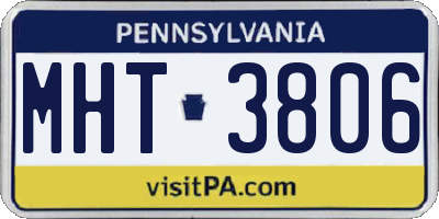 PA license plate MHT3806