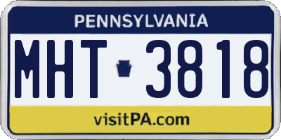 PA license plate MHT3818