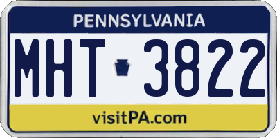 PA license plate MHT3822