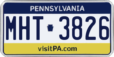 PA license plate MHT3826