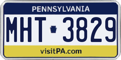 PA license plate MHT3829