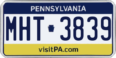 PA license plate MHT3839