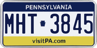 PA license plate MHT3845