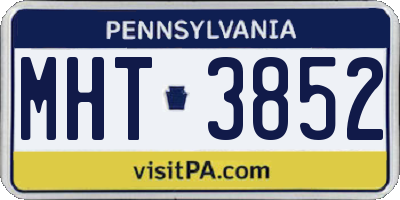 PA license plate MHT3852