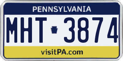 PA license plate MHT3874