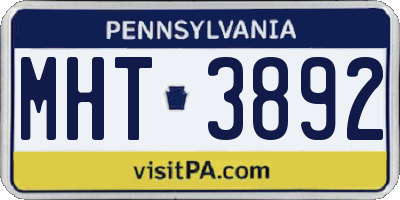 PA license plate MHT3892