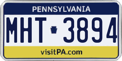PA license plate MHT3894