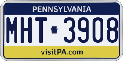 PA license plate MHT3908