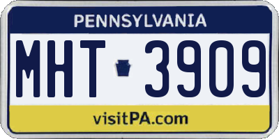 PA license plate MHT3909