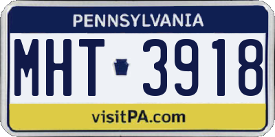 PA license plate MHT3918