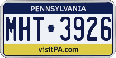 PA license plate MHT3926