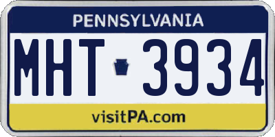 PA license plate MHT3934