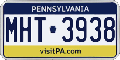 PA license plate MHT3938