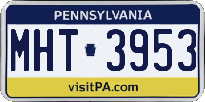 PA license plate MHT3953