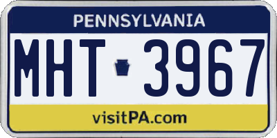 PA license plate MHT3967