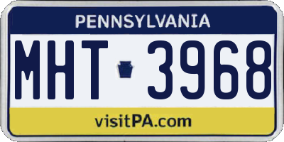 PA license plate MHT3968