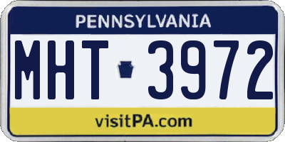 PA license plate MHT3972