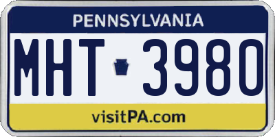 PA license plate MHT3980