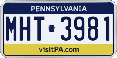 PA license plate MHT3981