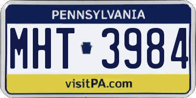 PA license plate MHT3984
