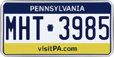 PA license plate MHT3985