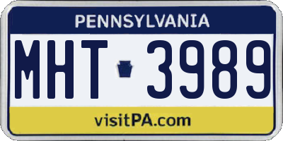 PA license plate MHT3989