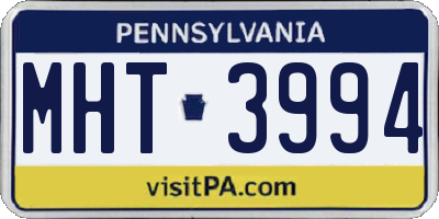 PA license plate MHT3994