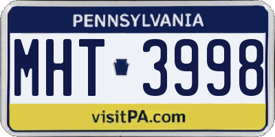 PA license plate MHT3998