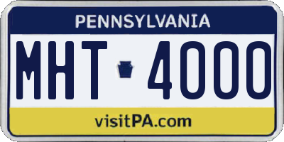 PA license plate MHT4000
