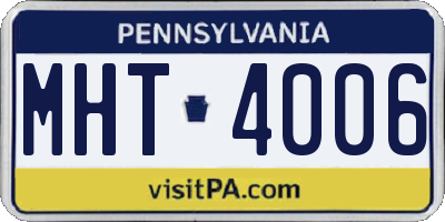 PA license plate MHT4006