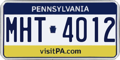 PA license plate MHT4012