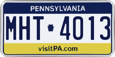 PA license plate MHT4013