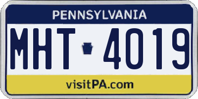 PA license plate MHT4019